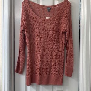 NY&C mauve sweater with peek a boo sleeves